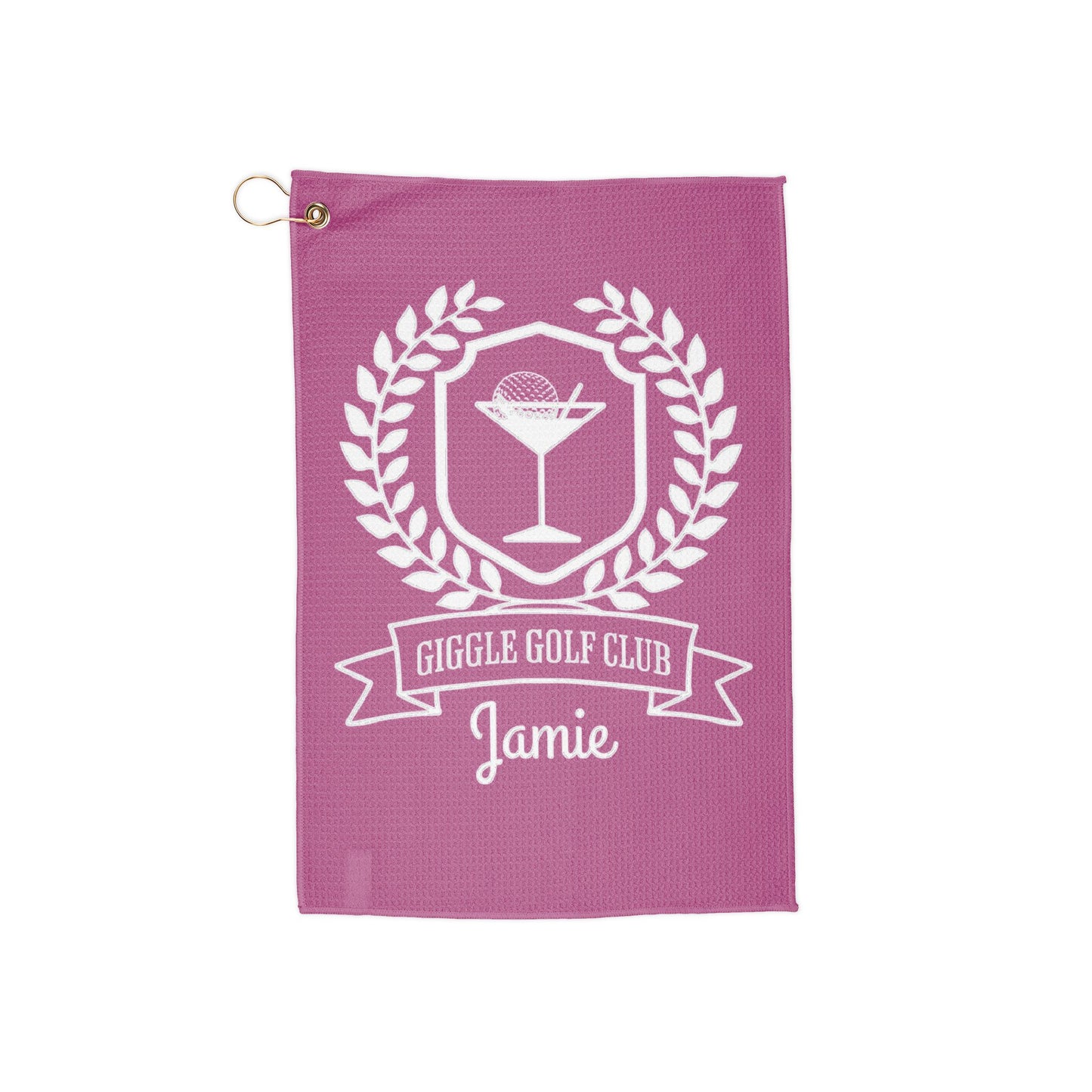 Giggle Golf Club Pink Personalized Golf Towel