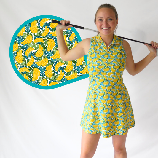 Banana Monstera Leaf Golf Dress