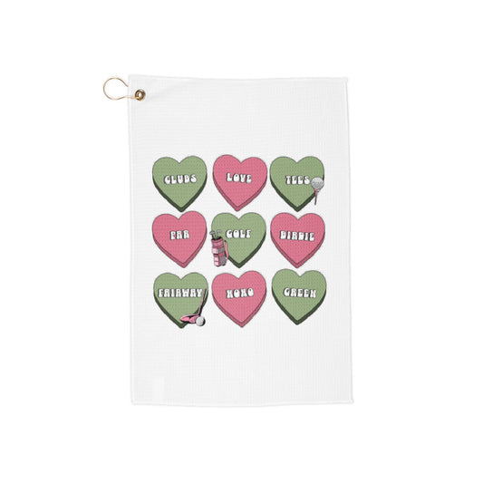 Candy Hearts Golf Towel
