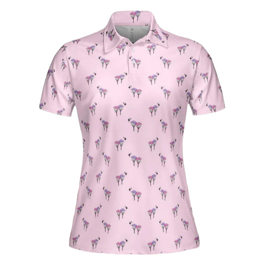 Bestees Pink Cowgirl Golf Ball Women's Golf Polo