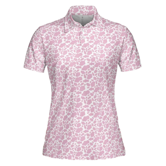 Pink Cow Print Women's Polo