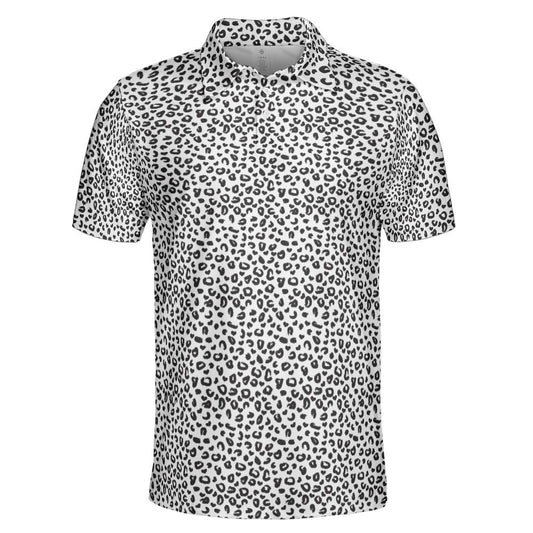 Black and White Cheetah Men's Polo