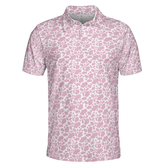 Pink Cow Print Men's Polo